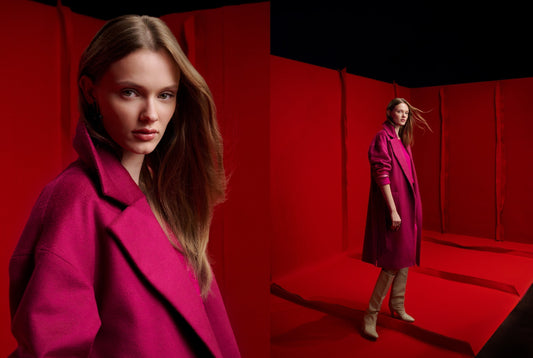 Kašmírové kabáty MAY Studio — Passion Rouge, Electric & Malina Kiss