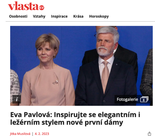 Vlasta. cz, Eva Pavlová: Inspirujte se elegantním i ležérním stylem nové první dámy