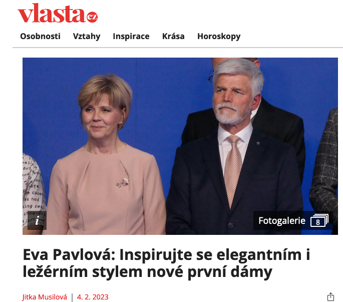 Vlasta. cz, Eva Pavlová: Inspirujte se elegantním i ležérním stylem nové první dámy