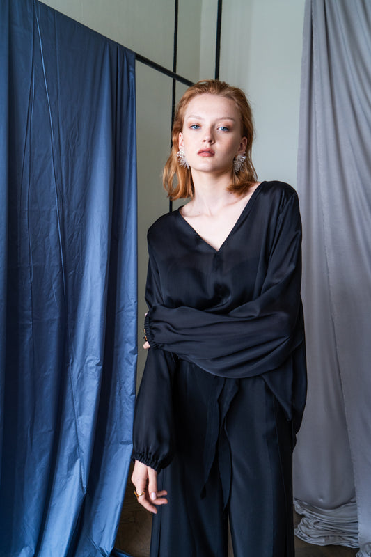 EUPHORIA BLOUSE 06  BLACK SILK