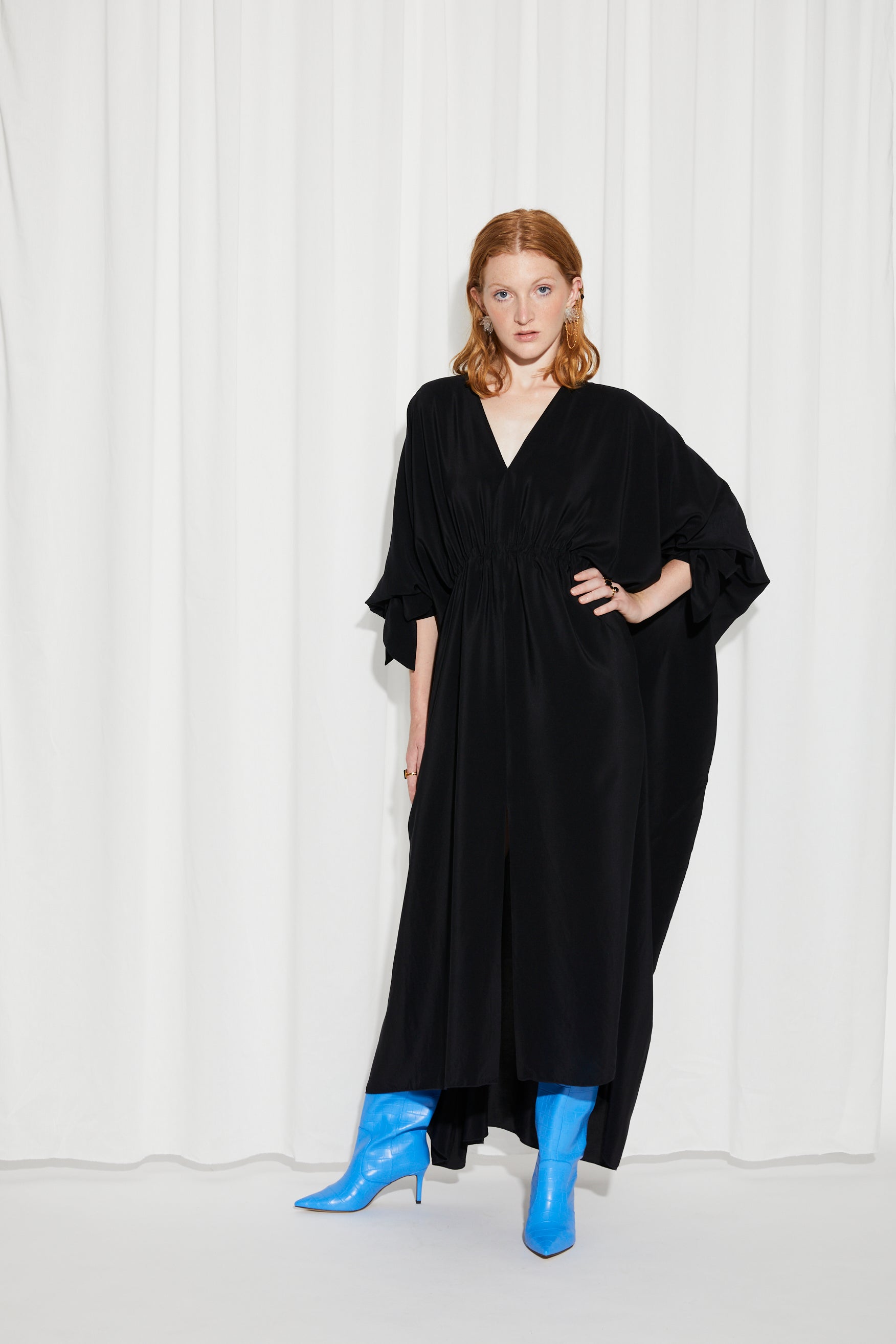 Euphoria black silk gown by Prague fashion atelier MAY
