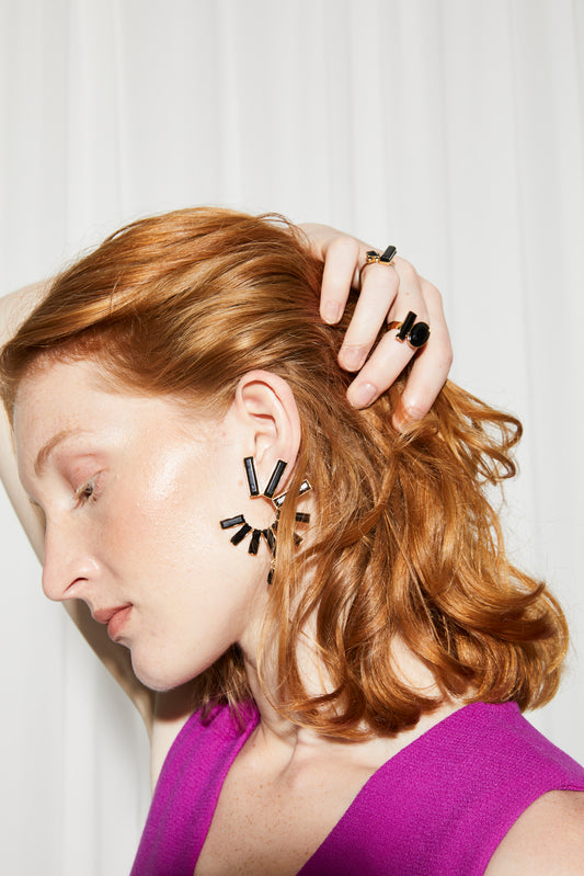 Euphoria black rhinestone jewelry inspired by Czech craft by MAY