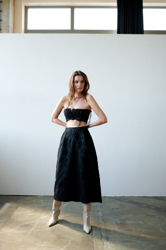 Euphoria Deia jacquard A-line skirt by Prague fashion atelier MAY