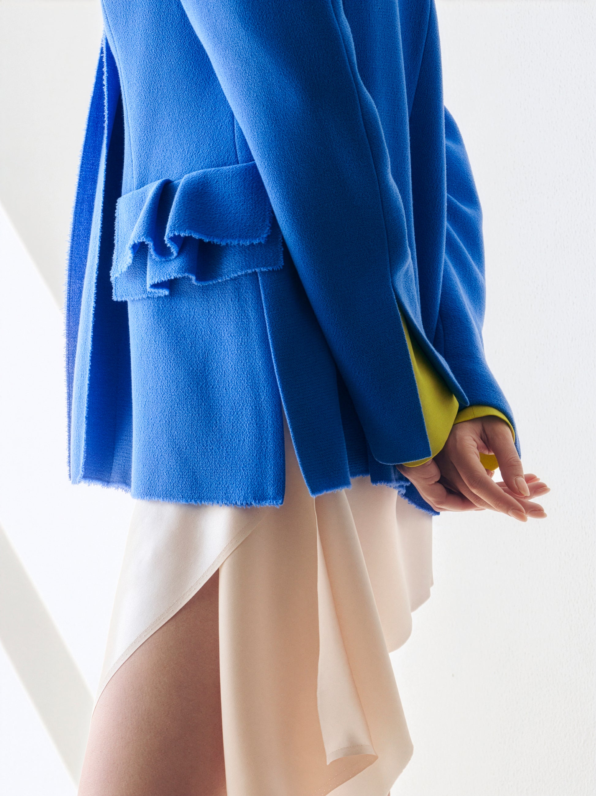 Sense wool tailored blazer with power shoulders by Prague fashion atelier MAY